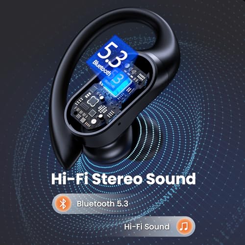 FOYCOY Wireless Earbuds Bluetooth Headphones 90Hrs Playtime Ear Buds IPX7 Waterproof Sports Earphones Wireless Charging Case Over-Ear Earhooks Headest