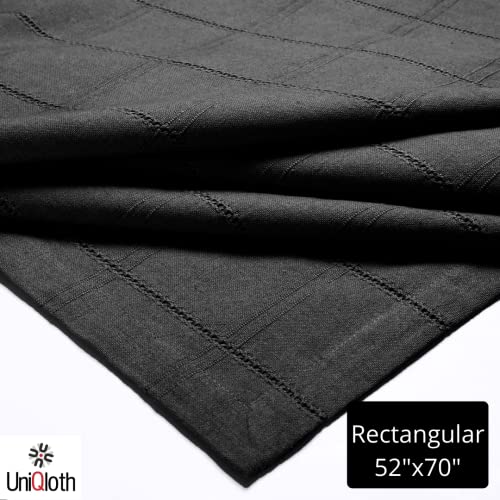 UniQloth Rustic Farmhouse Rectangle Tablecloth Heavy Duty Fabric 100% Cotton - Washable Dining Table Cover - Ideal for Dinner Party Wedding Christmas Holidays Everyday Use Table Linen 52x70 Black