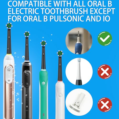 Schallcare Replacement Brush Heads Fit for Braun Oral b, Compatible with Oral-B Pro 1000/2000/3000/5000/6000 Smart and Genius Electric Toothbrush, 12 Pcs, Black