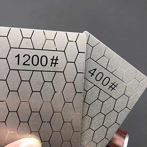 4Pcs Diamond Knife Sharpening Stones and 1PCS Stropping Leather Strop Set, TIWEIO Diamond Whetstones with a Non-Slip Base Knife Sharpener Honing Stone for Kitchen Outdoor, 400#600#1000#1200 Grit