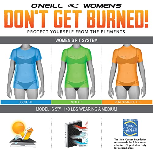 O'Neill Wetsuits Women's Standard Side Print Long Sleeve Rash Guard, Desert Bloom/Drift Blue, Small