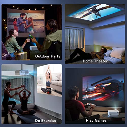 Projector with WiFi and Bluetooth, FUDONI 5G WiFi Native 1080P Outdoor Projector 15000L Support 4K, Portable Movie Projector with Screen and Max 300", for iOS/Android/Laptop/TV Stick/HDMI/USB/VGA/TF