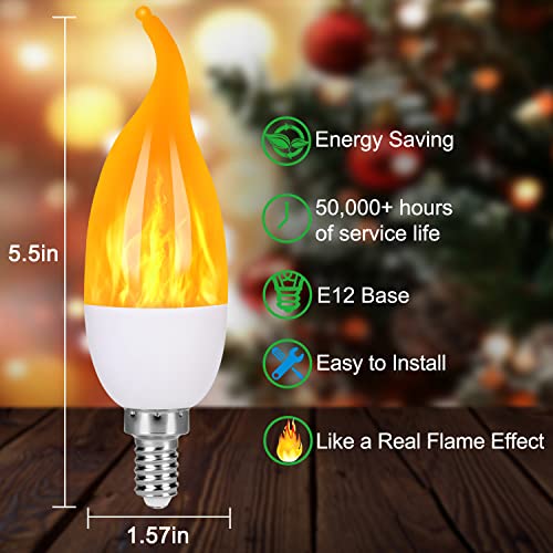 MyoGrip E12 LED Flame Light Bulbs, 3 Modes Flickering Light Bulbs, Candelabra Candle Fire Light Bulb for Home Party Patio Indoor Outdoor Halloween Decorations (2 Pack)