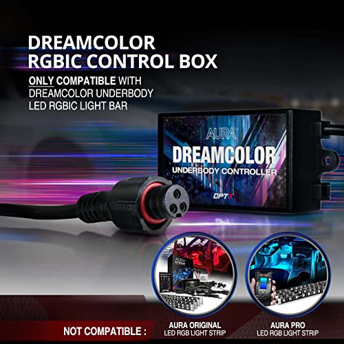 OPT7 Aura Dreamcolor Underglow Chasing Lights w/Wireless Remote, Waterproof Rigid Aluminum LED Light Bar, Exterior Neon Accent Underbody RGB-IC Light Kit, Multi Colors Mode, for Car Truck RV, 12V