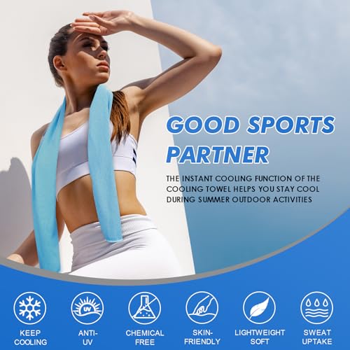 CSITE 12 Pack Cooling Towels Bulk (47"x12") for Neck and Face, Ice Towel for Hot Weather, Soft Breathable Cold Towel, Microfiber Towel, Sweat Towel for Yoga, Sports, Workout, Running, Golf, Camping
