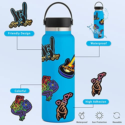 Water Bottle Stickers 200 Pcs Cool Neon Stickers, Sticker Pack for Kids Adults Teens, Waterproof Vinyl Stickers, Stickers for Laptop Skateboard Journal Notesbook Computer Phone Cup Guitar Luggage etc