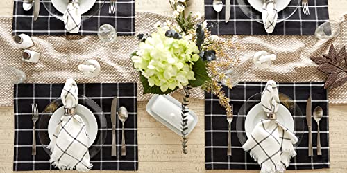 DII Basic Check Collection Tabletop, Napkin Set, Black, 6 Piece
