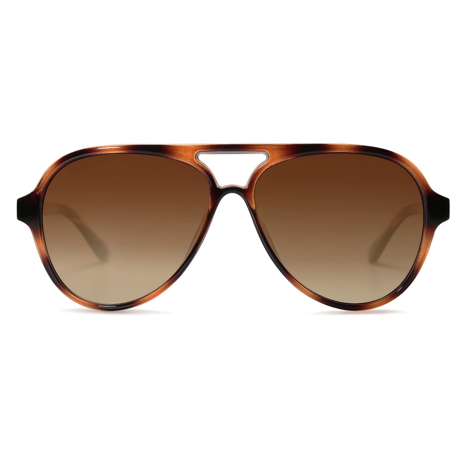 SOJOS Classic Polarized Aviator Sunglasses for Women Men, Retro Trendy Aviators Shades SJ2201, Amber Brown Tortoise/Brown