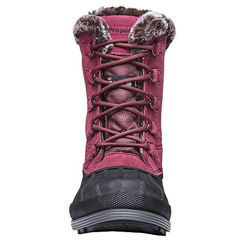 Propét Women's Lumi Tall Lace Snow Boot, Black/White, 7.5 Medium US