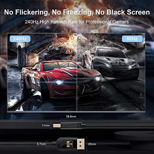 FIBBR 16K DisplayPort Cable 2.1, VESA Certified DP Cable 3.3ft, 40Gbps Display Port Cord Support 16K@30Hz, 10K@30Hz, 8K@60Hz, 4K@165Hz, HDR, HDCP2.2, DSC 1.2a for FreeSync G-Sync Gaming Monitor TV PC