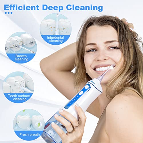 Water Dental Flosser Pick for Teeth,Grinest Cordless Water Dental pik Teeth Cleaner 7 Modes Rechargeable Oral Irrigator Portable IPX7 Waterproof Tooth flossing Cleaning for Home Travel-Black