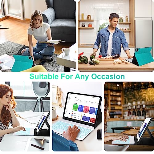 iPad Air 11 inch Case with Keyboard (M2) 2024, Detachable Bluetooth Keyboard, 7 Colors Backlit, Smart Protection Cover with Pencil Holder for Air 5th/4th 10.9” & iPad Pro 11 4th/3rd/2nd/1st Gen Green