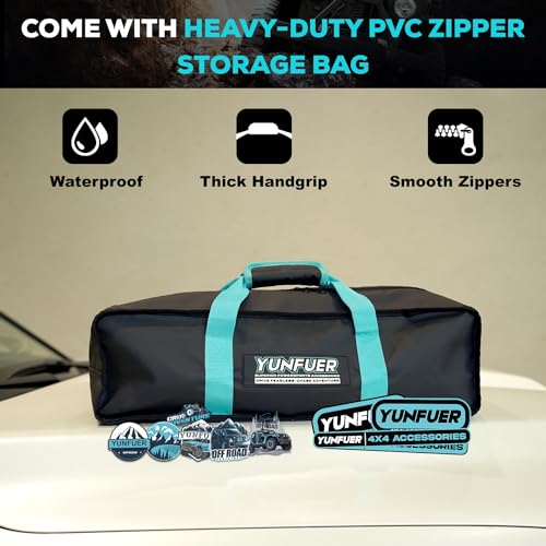 YUNFUER Kinetic Recovery Rope 1" x 30' (48,600lbs) Extreme Duty 35% Elasticity Energy Snatch Rope, Offroad Recovery Heavy Duty Tow Ropes for Trucks, UTV, ATV, SUV (Blue)