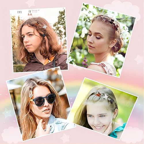 50Pcs Tiweio Butterfly Hair Accessories, Small Pastel Cute 90s Claw Clips for Women and Girls, 12 Assorted Gradient Colors with Box