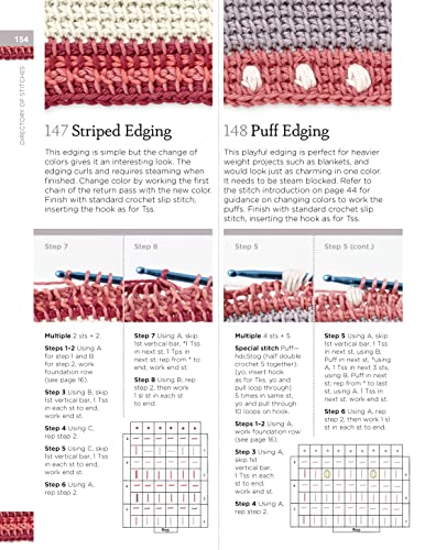 Tunisian Crochet Stitch Dictionary: 150 Essential Stitches with Actual-Size Swatches, Charts, and Step-by-Step Photos (Landauer) Beginner to Advanced Afghan Crocheting Patterns - Knit, Lace, and More