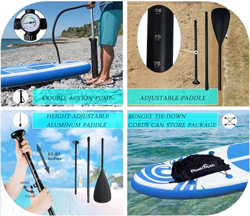 Peakpath Inflatable Stand Up Paddle Board (6''Thick) with Premium SUP Accessories&Bag,Bottom Fin for Paddling,Surf Control,Non-Slip Deck,Leash,Paddle and Two-way Hand Pump| Youth & Adult Standing Boat