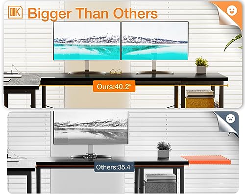 ODK 59" L Shaped Desk with Power Outlet and USB Charging Ports, Reversible L Shaped Computer Desk with Storage Shelves, Home Office Desk, Gaming Desk, Corner Desk, Black