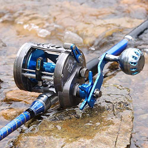 Burning Shark Trolling Reel Saltwater Level Wind Reels, Drag Reels Boat Fishing for Sea Bass Grouper Salmon- AAT40L