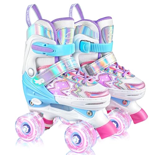 Kids Roller Skates Girls Ages 3-12, Toddler Roller Skates for Boys, 4 Size Adjustable Roller Skates for Beginners