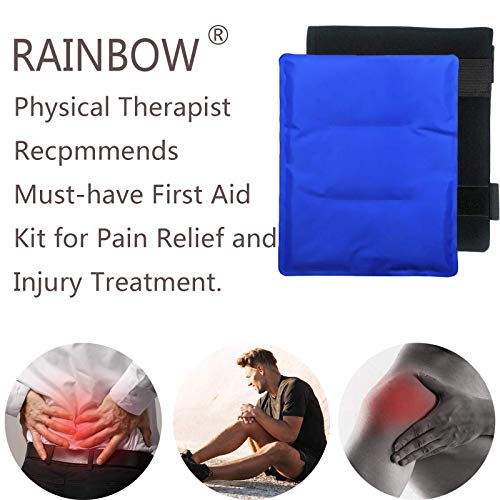 RAINBOW Gel Ice Packs for Injuries Reusable, Hot Cold Therapy Ice Pack Wrap Pain Relief for Bruises, Swelling, Sprains, Flexible Large Ice Pack for Knee, Hip, Back and Shoulder (11" x 14"-Pack of 1)