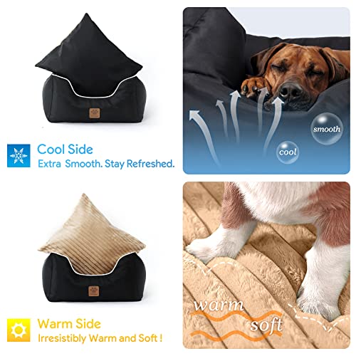 Pmpete Dog Car Seat, Suitable for Front and Back Seats, Waterproof Travel Car Bed for Small &Medium Pets, Premium Pet Booster Seat with Pockets and Dog Seat Belt, Black