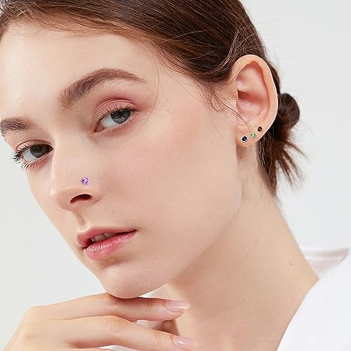 ONESING 40 Pcs 18G Nose Rings Studs L Shape Nose Rings for Women Nose Piercings Jewelry Surgical Stainless Steel Nose Studs Hypoallergenic Body Piercing Jewelry for Women Men