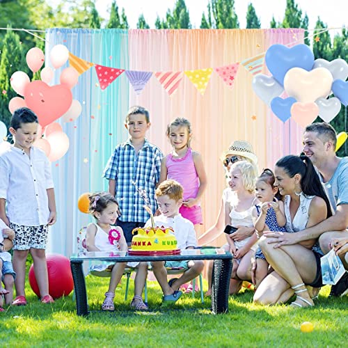 Yancorp 6 Panels Sheer Curtains Rainbow Window Decoration Voile Drapes 63 Inches Kids Girls Boys Party Favor Christmas Classroom Decor Bedroom Backdrop (Macaron, (W40 x L63) x 6 Panels)