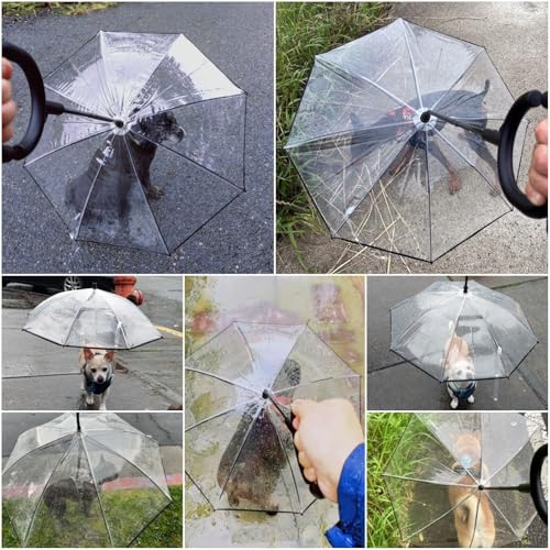 NAMSAN Clear Umbrella for Dogs Small, Doggy Umbrella Leash for Rain Walking, Small Dog Umbrella with Adjustable Leash, Self-Assembly