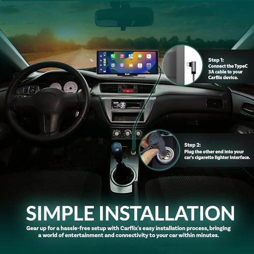 Carflix Portable Wireless CarPlay Screen for Car- 7 Inch Car Play Screen & Stereo Compatible with Android Auto and Apple CarPlay - Bluetooth, Navigation Screen for All Vehicles (7 Inch)