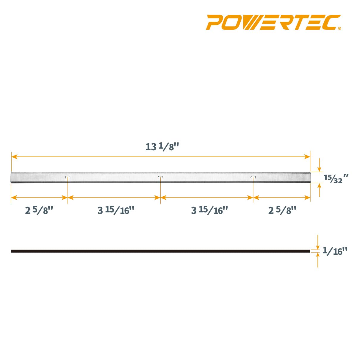 POWERTEC 13 Inch Planer Blades for Delta 22-580, 22-555, Grizzly G0689, Craftsman 21743, POWERTEC PL1300, Steel City 40100 Planer, Replacement for Delta 22-549 Planer Knives, Set of 2 (12802V)