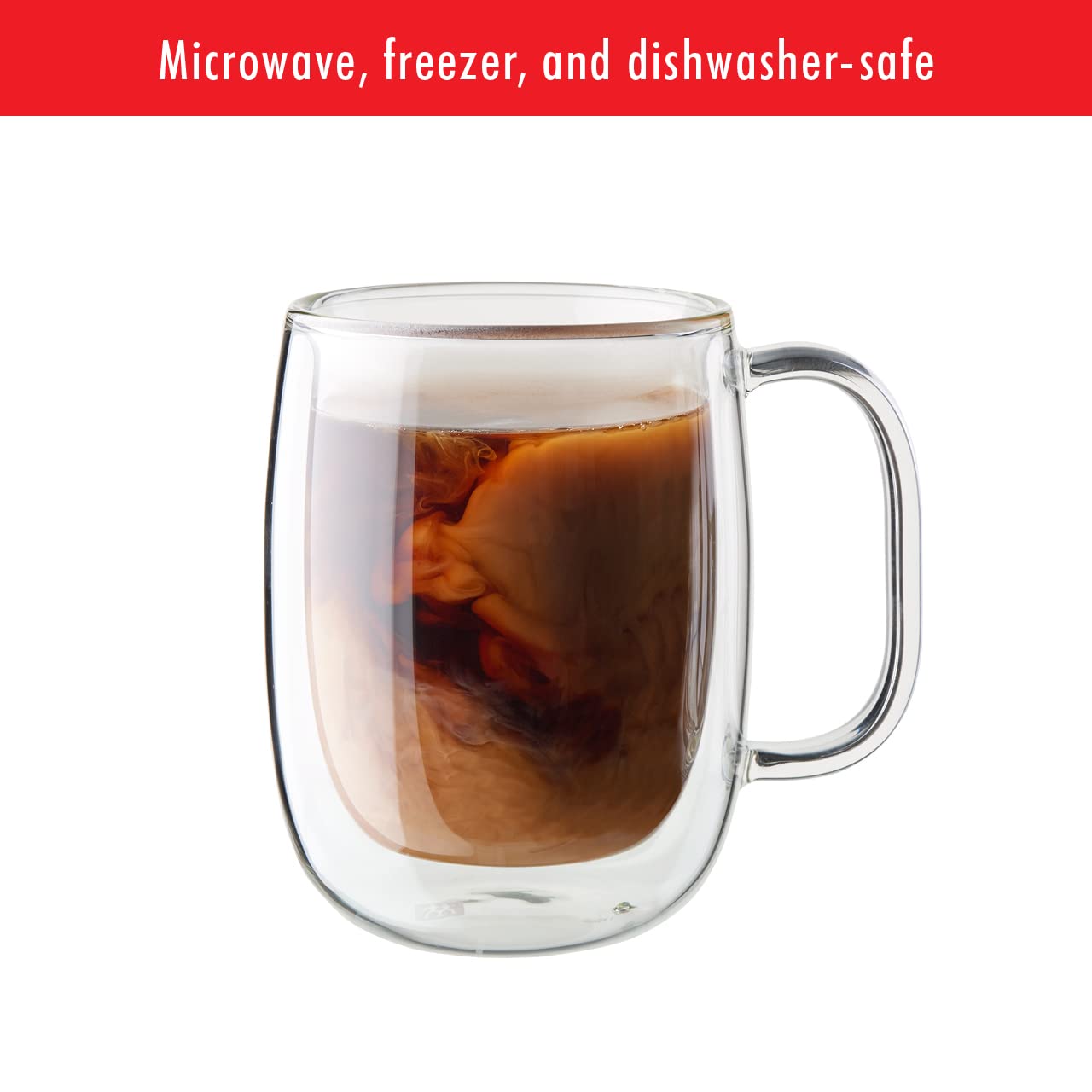ZWILLING Sorrento Plus 4-pc Double Wall Glass Coffee Mugs, Insulated Coffee Mug, Clear