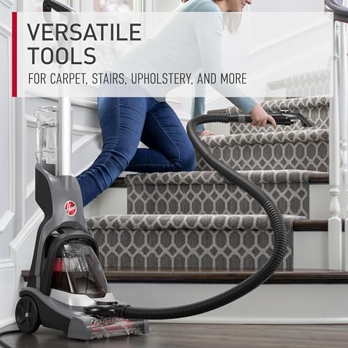 Hoover PowerDash Pet Advanced Compact Carpet Cleaner Machine with Above Floor Cleaning, for Carpet and Upholstery, Carpet Shampooer, Lightweight, Pet Stain and Odor Remover, FH55050PC, Grey