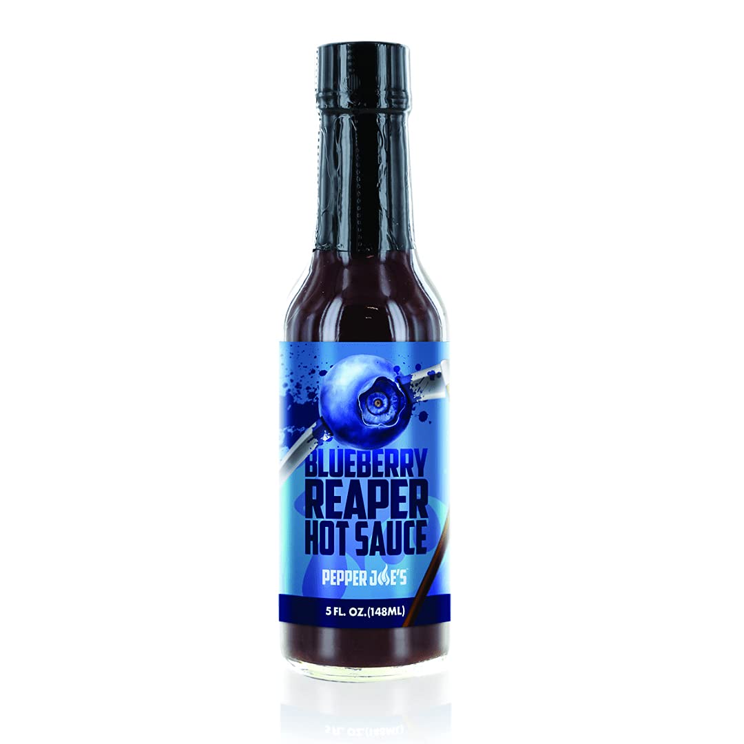 Pepper Joe’s Blueberry Carolina Reaper Hot Sauce – Premium Carolina Reaper Hot Sauce – Made with a World’s Hottest Chili Pepper and Ripe Blueberries – 5 Ounces