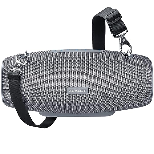 ZEALOT Bluetooth Speaker,75W Speakers Bluetooth Wireless Loud,IPX6 Waterproof Outdoor Speakers with Rich Bass,14400MAh Battery,20H Play,Stereo,Portable Speaker for Home,Party,Beach,Grey
