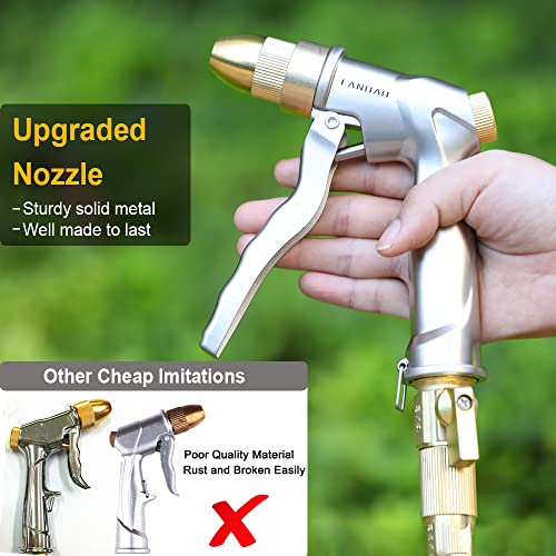 FANHAO Heavy Duty Fireman's Hose Nozzle, Metal Water Nozzle with 8 Spray Patterns,High Pressure Garden Hose Sprayer with Lever Control and Non-Slip Grip to Water Plants & Lawns, Wash Cars & Clean