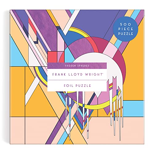 Galison Frank Lloyd Wright Frozen Spheres – 500 Piece Foil Puzzle with Beautiful Shimmering and Geometric Artwork with Gold Foil Accents