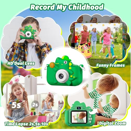 Kids Camera, masterbee Dinosaur Toys Camera for Kids, Christmas/Birthday Gifts for Boys and Girls, 1080P HD Kids Digital Camera, Children Camera Gift for 3 4 5 6 7 8 9 10 11 12 Year Old Blue