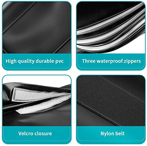 ORIbox 2 Pcs Waterproof Pouch , Zipper Design Perfect for Boating Swimming Snorkeling Kayaking Beach Pool Water Park(Black), D Black Black