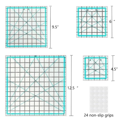 Quilting Rulers,7 Sewing Rulers Quilting Templates(6"x24",2"x24",3"x18",3"x8",1.5"x12",1"x12",1"x6"),Quilting Supplies Acrylic Rulers Fabric Cutting Ruler with Non-Slip Rings for Quilting and Sewing