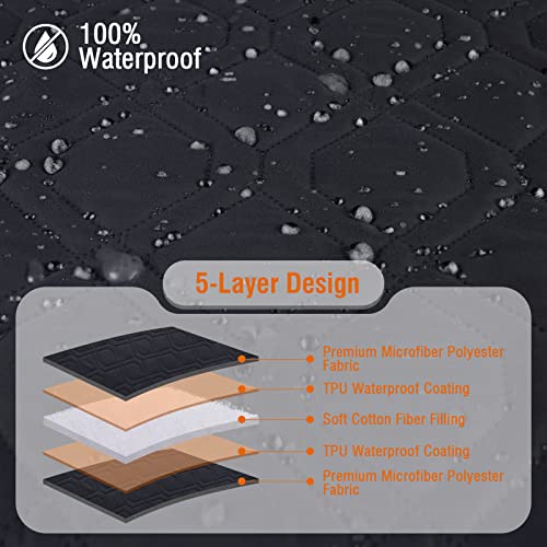 VANSOFY Sectional Couch Covers 100% Waterproof L Shaped Sofa Slipcover 3pcs Reversible Chaise Lounge Cover for Sectional Sofa Furniture Protector Cover for Pets Cat Dog(Small, Blcak)