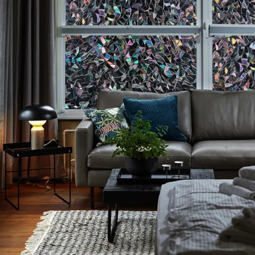 Finnez Window Privacy Film Window Film 3D No Glue Glass Sticker for Glass Door Home and Office Heat Control Anti UV 11.8 x 78.7 inches
