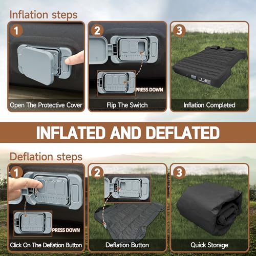 Umbrauto Truck Bed Air Mattress for 5.5-5.8ft,Full Size Short Beds Truck Bed Mattresses, Inflate and Deflate with Rechargeable Built-in Air Pump