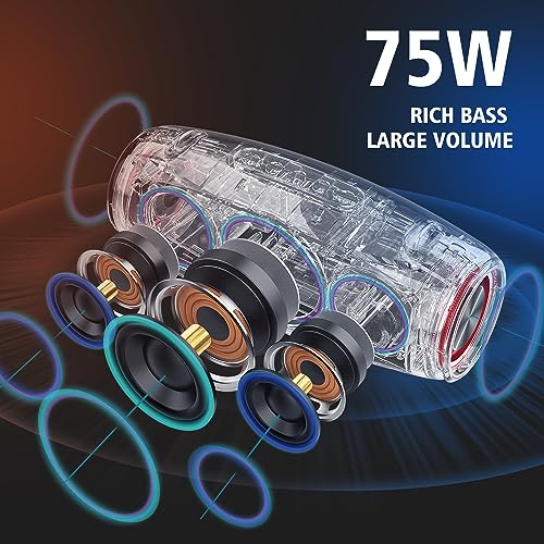 ZEALOT Bluetooth Speaker,75W Speakers Bluetooth Wireless Loud,IPX6 Waterproof Outdoor Speakers with Rich Bass,14400MAh Battery,20H Play,Stereo,Portable Speaker for Home,Party,Beach,Grey