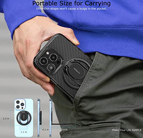 Doflyesky for Magsafe Magnetic Phone Ring Holder, Double Adjustable Gym Finger Ring Grip and Stand, Removable Phone Grip Holder for iPhone, iPad and Smartphones, Compatible with Magnetic Car Mount