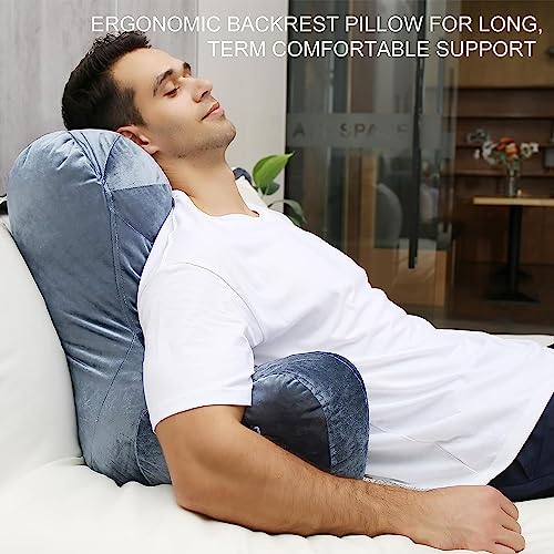 daguizu Reading Pillow Adults 31’’, Backrest Pillow with Arms for Sitting in Bed Couch Shredded Memory Foam, Back Pillow with Leg Pillow and Pockets for Reading/Gaming/Relaxing,Black