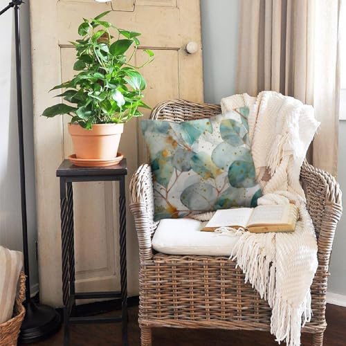 Auomily Boho Floral Throw Pillow Covers Set of 2 Blue Bohemian Flower Decorative Cushions Pillowcase for Bedroom Sofa Home Decor, 18x18 Inch, Velvet, Short Plush