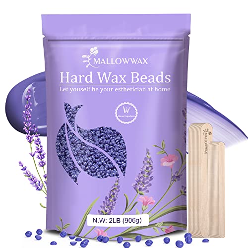 Mallowwax Wax Beads for Hair Removal -5 Pack Hard Wax for Sensitive Skin, Ideal for Bikini, Brazilian, Face, Eyebrow, Legs, Armpit, Full Body - Professional Waxing Wax Refill at Home for Women Men