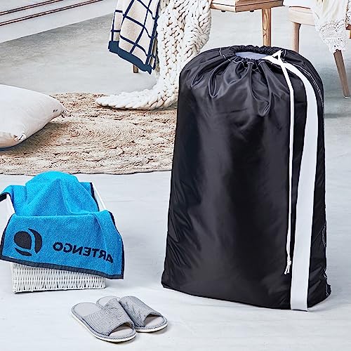 HOMEST XL Nylon Laundry Bag with Strap, Large Dirty Clothes Organizer, Easy Fit a Laundry Hamper or Basket, Can Carry Up to 4 Loads of Laundry, Black