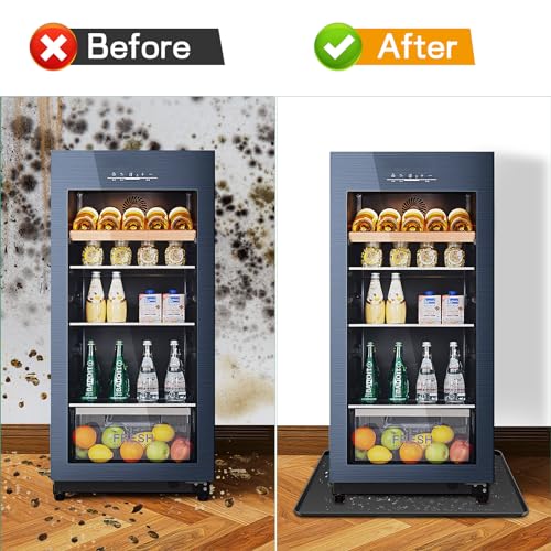 Ieesspd Mini Fridge Silicone Mat,24''x24''x0.5'', Under Refrigerator Mat Mini Fridge Drip Pan Prevents Appliance Leakage Water Spills, Protects the Floor From Damage and Cleanliness(Black)