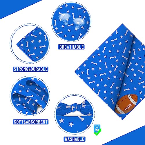 Liboom Football and Baseball Dog Bandanas 2 Pack,Blue Pet Scarf for Boy and Girl,Thanksgiving Holiday Bandana for Small or Large or Extra Large Dogs (X-Large),Premium Durable Fabric